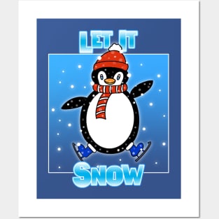 FUNNY Penguin Let It Snow Posters and Art